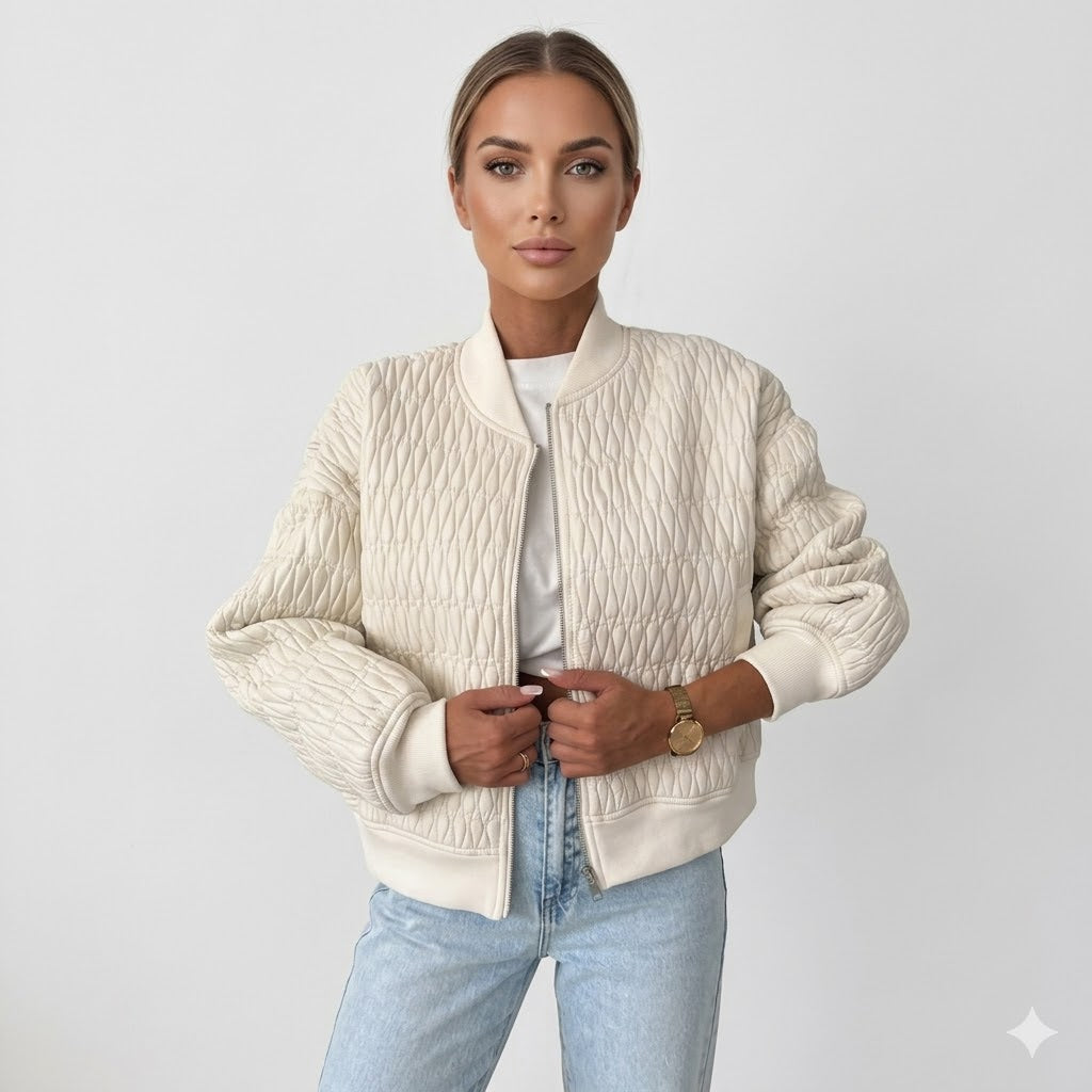 Sophie Laurent | Quilted Bomber Jacket With Luxe Texture For Women