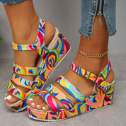 Piper Ashworth | Multicolour Platform Wedge Sandals For Women