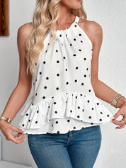 Rosalind Fenwick | Ruffled Tie-Neck Blouse With Polka Dot Print For Women