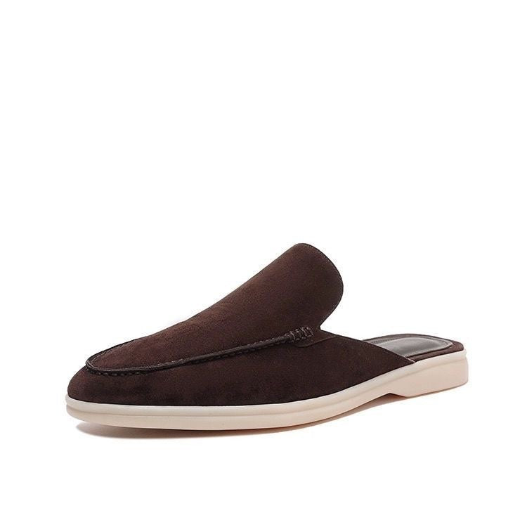 Silvio Tamworth | Rust Suede Backless Loafers For Men