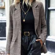 Molly Gordon | Plaid Single-Button Blazer Jacket For Women