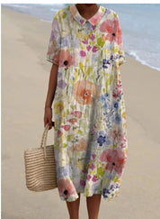 Bice Tidmore | Floral Print V-Neck Midi Dress For Women