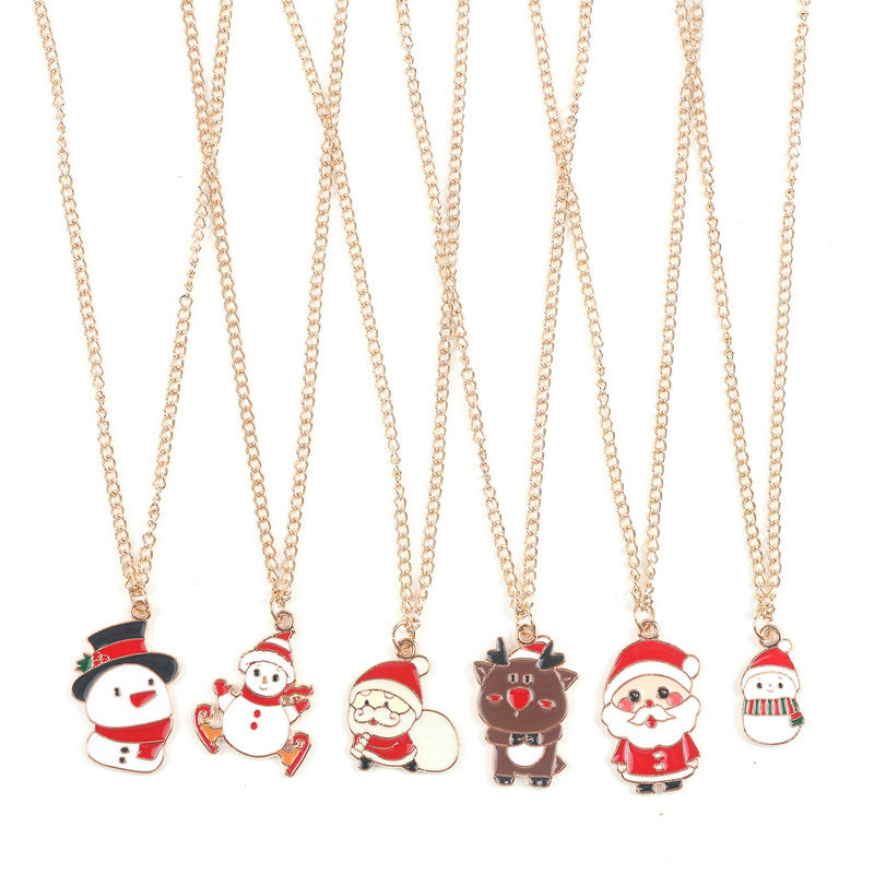 Yule Star | Gold Santa Snowman Elk Christmas Necklace For Women
