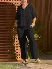 Vilma Fenshaw | Linen-Look Zip Top And Trousers Set For Women