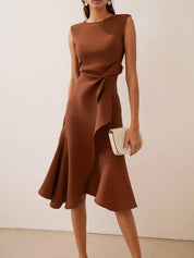 Piera Normore | Asymmetric Ruffle Midi Dress For Women