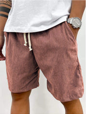 Dario Ballina | Grey Corduroy Drawstring Shorts For Men