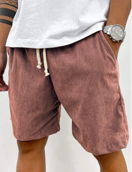 Dario Ballina | Grey Corduroy Drawstring Shorts For Men