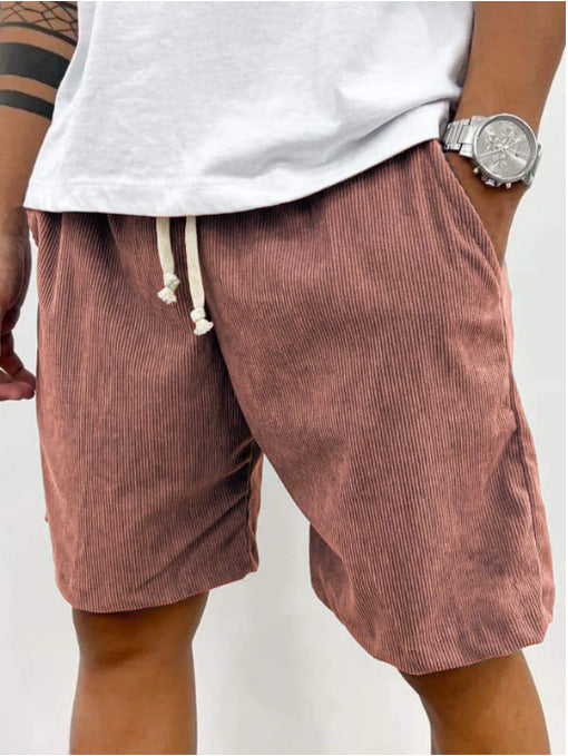 Dario Ballina | Grey Corduroy Drawstring Shorts For Men