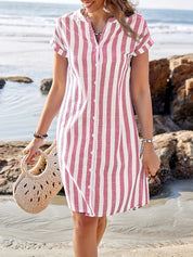 Millie Ashgrove | Striped V-Neck Summer Dress For Women