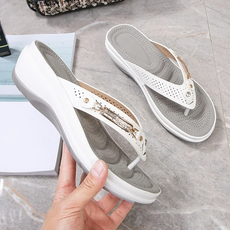 Ashleigh Cooper | Comfort Wedge Flip Flop Sandals For Women