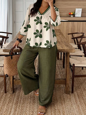 Georgia Fairbanks | Floral Print Wide-Leg Two-Piece Set For Women