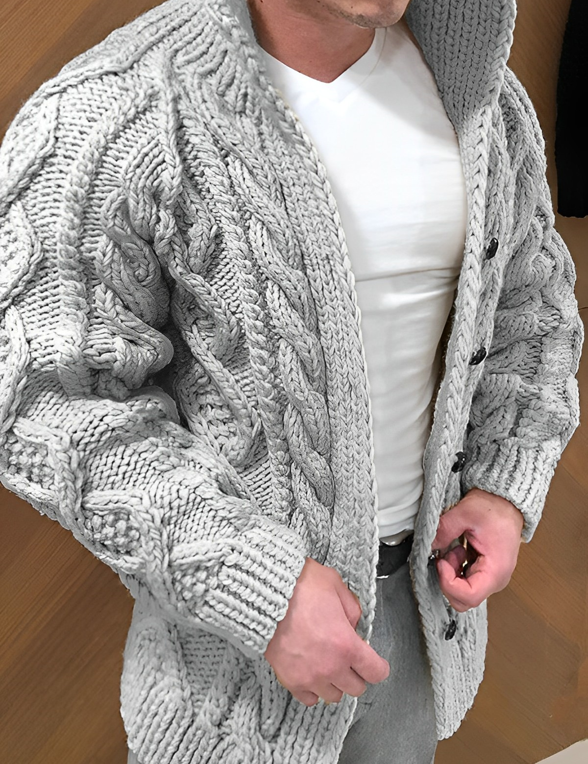 Leonardo Voss | Chunky Knit Zip Cardigan For Men