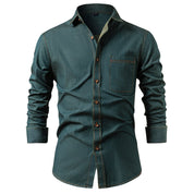 Massimo Milbridge | Denim-Look Long Sleeve Button-Up Shirt For Men