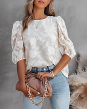 Amelie Rousseau | Floral Puff Sleeve Blouse For Women