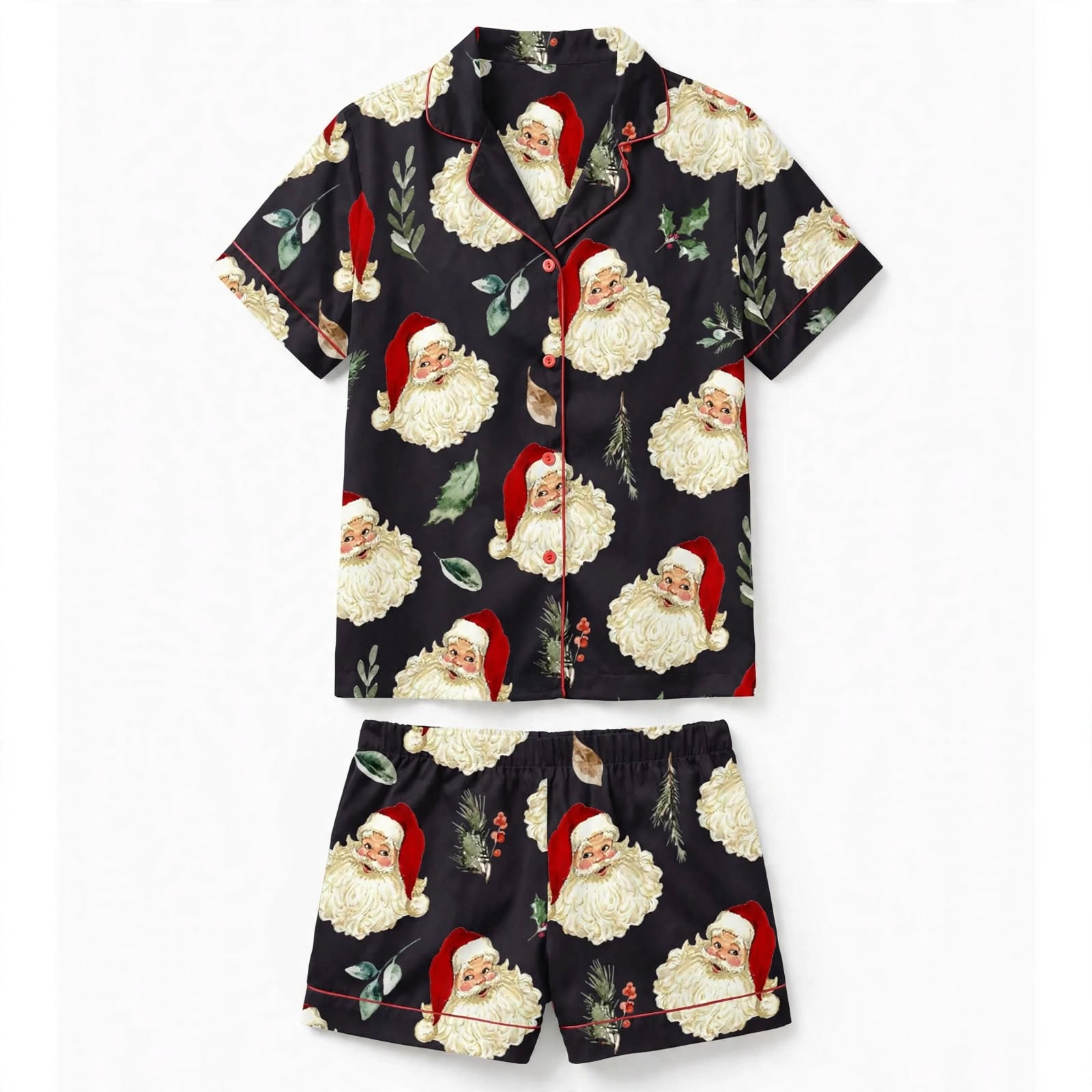 Tinsel Town | Black Candy Cane Print Christmas Pyjamas For Women