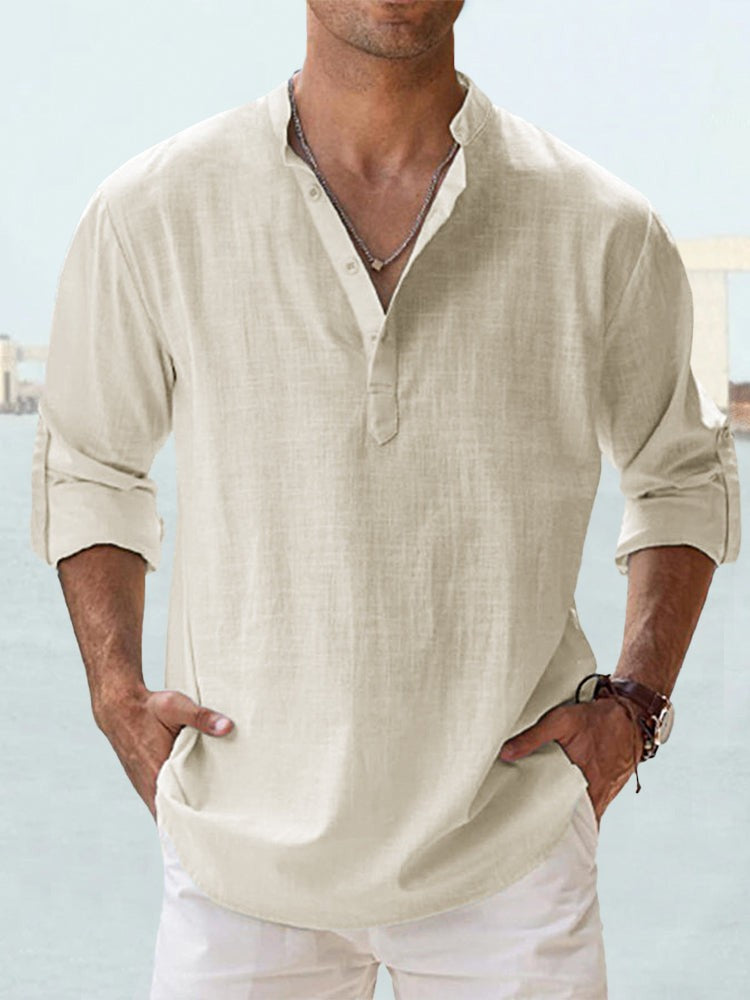 Paolo Everhurst | Stand Collar Roll Sleeve Shirt For Men
