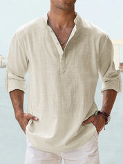 Paolo Everhurst | Stand Collar Roll Sleeve Shirt For Men