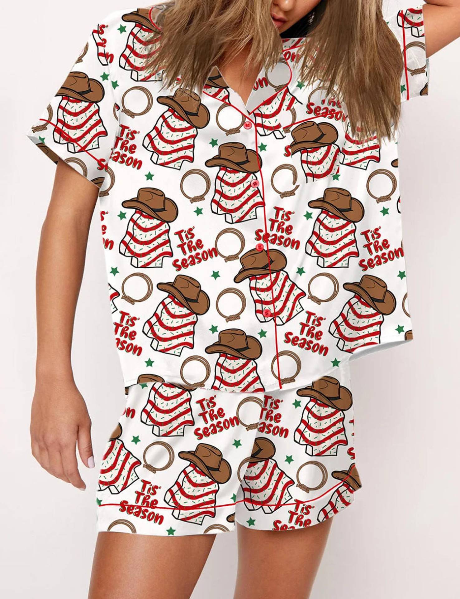Tinsel Town | Black Candy Cane Print Christmas Pyjamas For Women