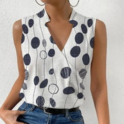Isabelle Harris | Printed V-Neck Sleeveless Blouse For Women