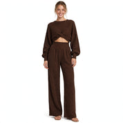 Elise Thackeray | Knitted Crop Top And Wide-Leg Pants Set For Women