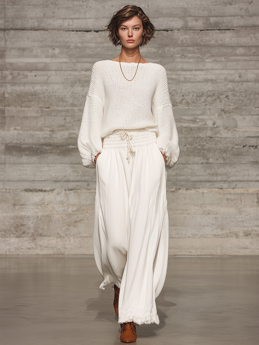 Georgia Pearce | Wide-Leg Pants With Crinkled Texture For Women