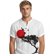 Filippo Rushcombe | Art Print Linen-Look Short Sleeve Shirt For Men