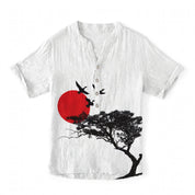 Filippo Rushcombe | Art Print Linen-Look Short Sleeve Shirt For Men