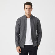 Vincent Moretti | Ribbed Knit Zip Cardigan For Men