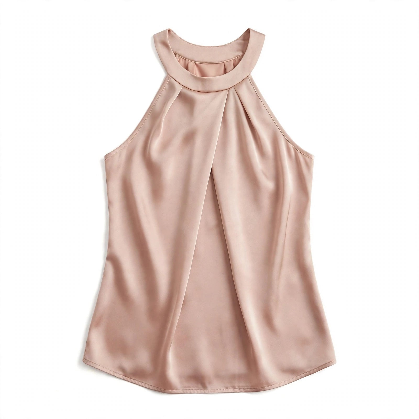 Calla Prescombe | Champagne Satin Pleated Halter Top For Women