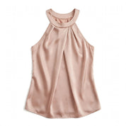 Calla Prescombe | Champagne Satin Pleated Halter Top For Women