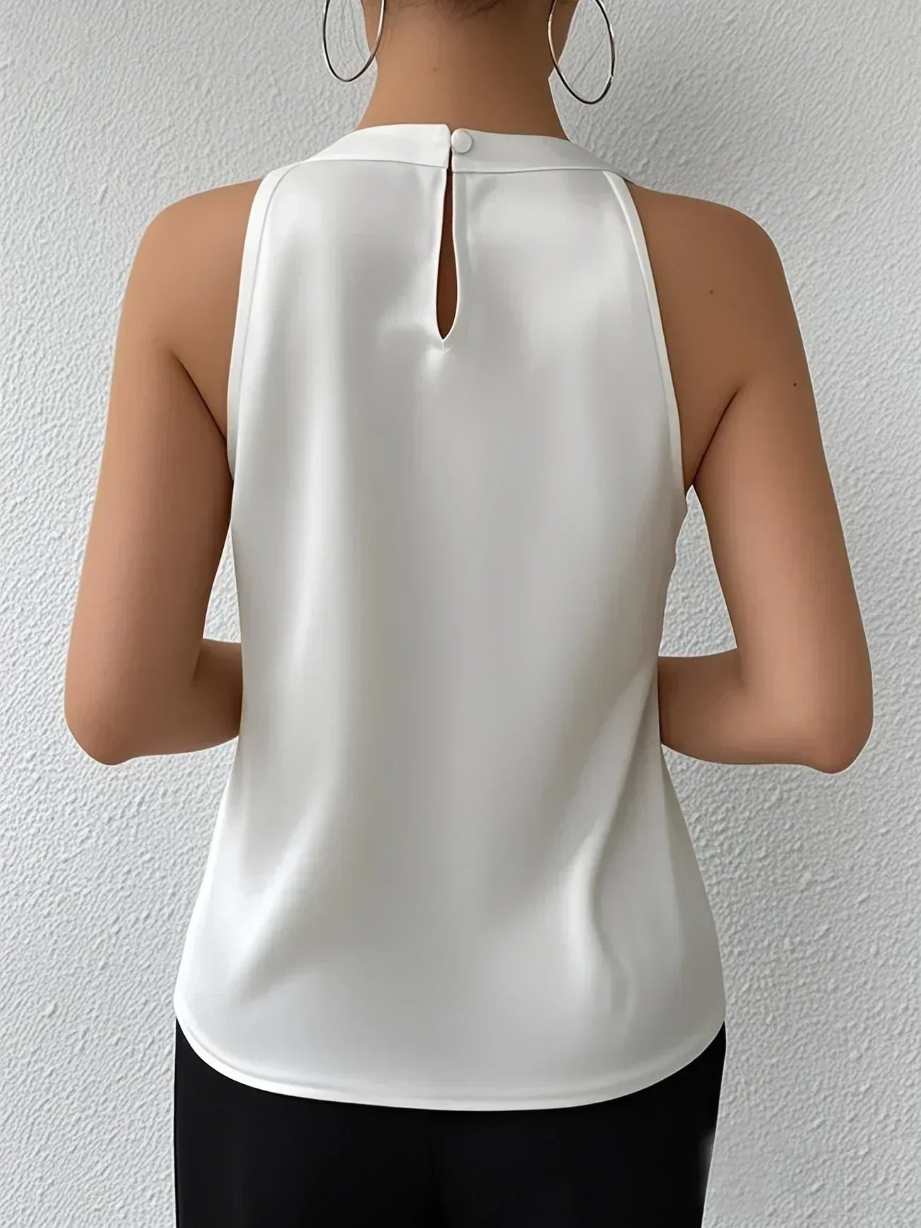 Calla Prescombe | Champagne Satin Pleated Halter Top For Women