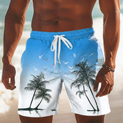 Callum Ridley | Yellow Palm Print Summer Shorts For Men