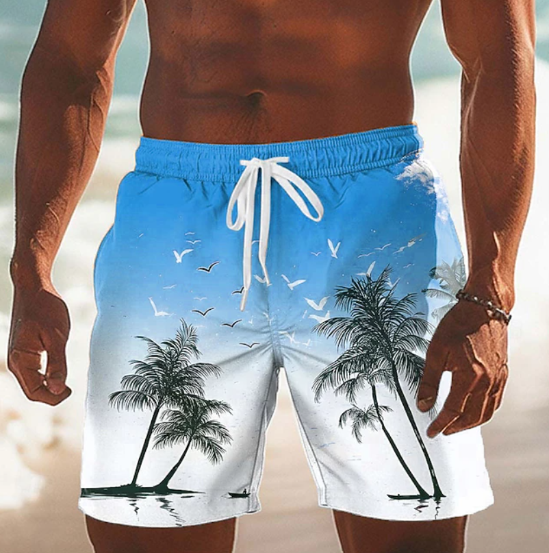 Callum Ridley | Yellow Palm Print Summer Shorts For Men