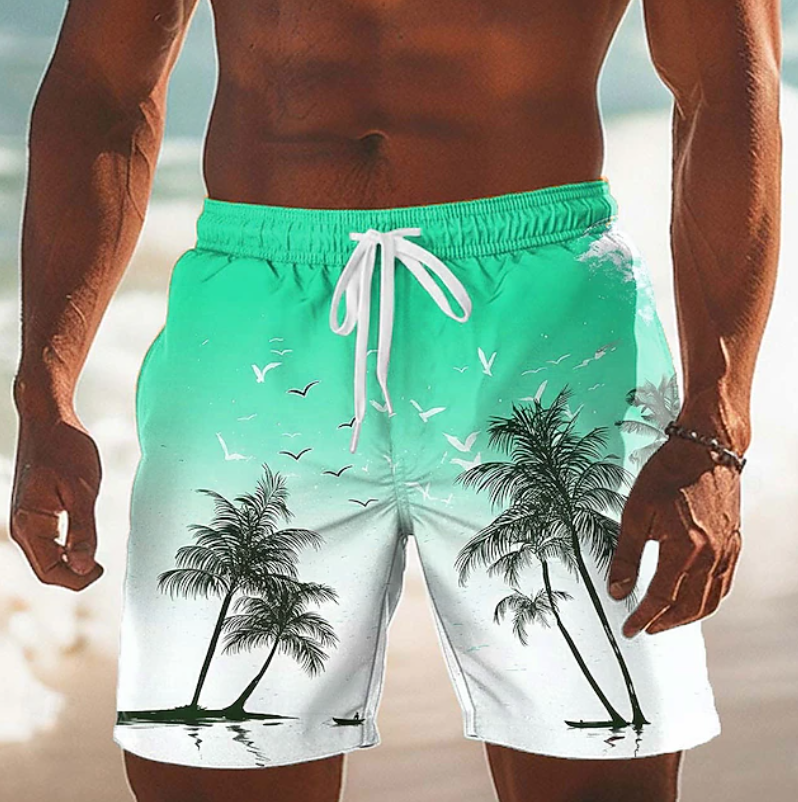 Callum Ridley | Yellow Palm Print Summer Shorts For Men