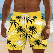 Callum Ridley | Yellow Palm Print Summer Shorts For Men
