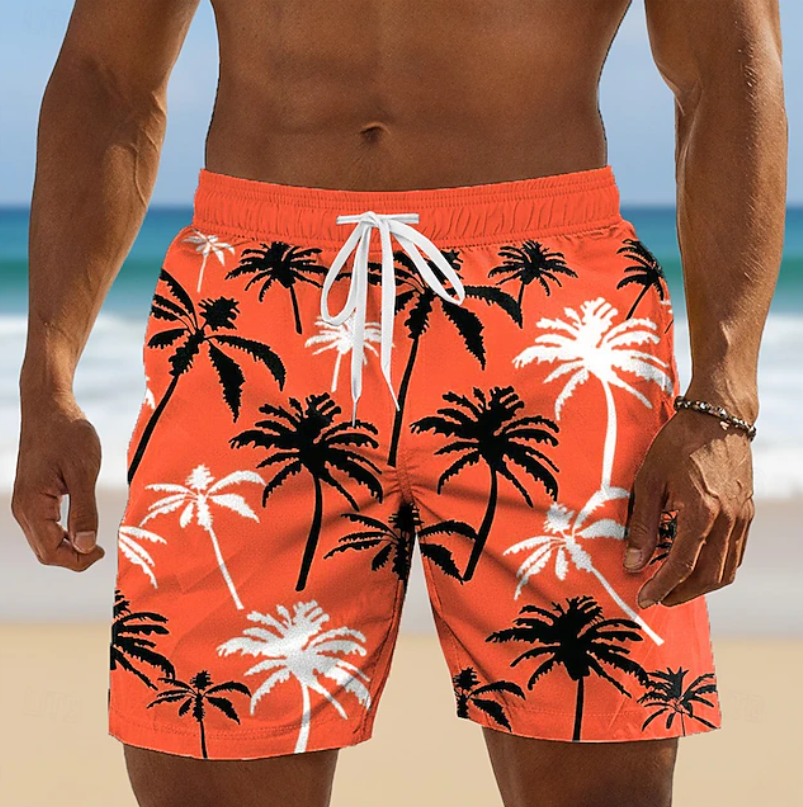 Callum Ridley | Yellow Palm Print Summer Shorts For Men