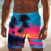 Callum Ridley | Yellow Palm Print Summer Shorts For Men