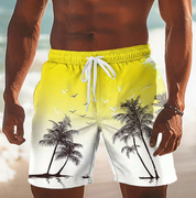 Callum Ridley | Yellow Palm Print Summer Shorts For Men