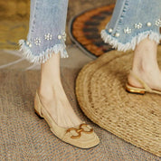 Georgia Sutcliffe | Suede Slingback Flats With Chain Detail For Women