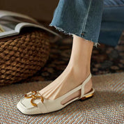 Georgia Sutcliffe | Suede Slingback Flats With Chain Detail For Women