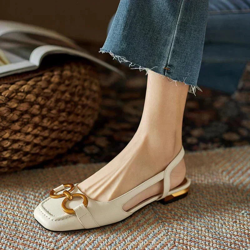 Georgia Sutcliffe | Suede Slingback Flats With Chain Detail For Women