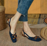 Georgia Sutcliffe | Suede Slingback Flats With Chain Detail For Women