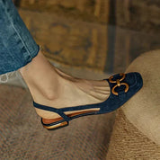 Georgia Sutcliffe | Suede Slingback Flats With Chain Detail For Women