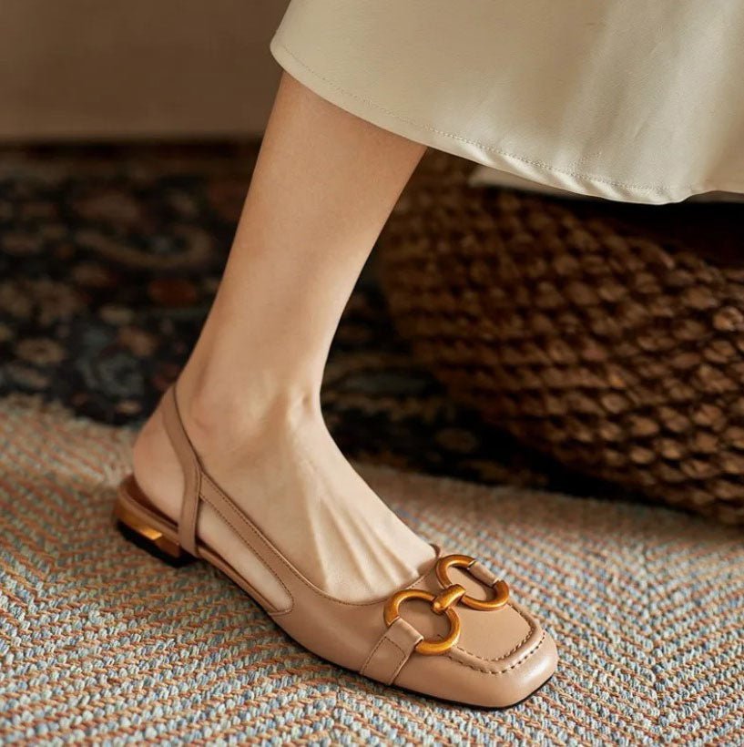 Georgia Sutcliffe | Suede Slingback Flats With Chain Detail For Women