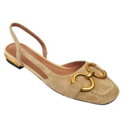 Georgia Sutcliffe | Suede Slingback Flats With Chain Detail For Women