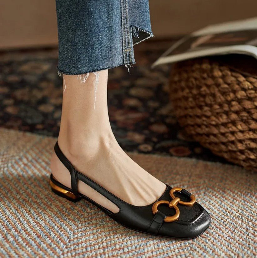 Georgia Sutcliffe | Suede Slingback Flats With Chain Detail For Women