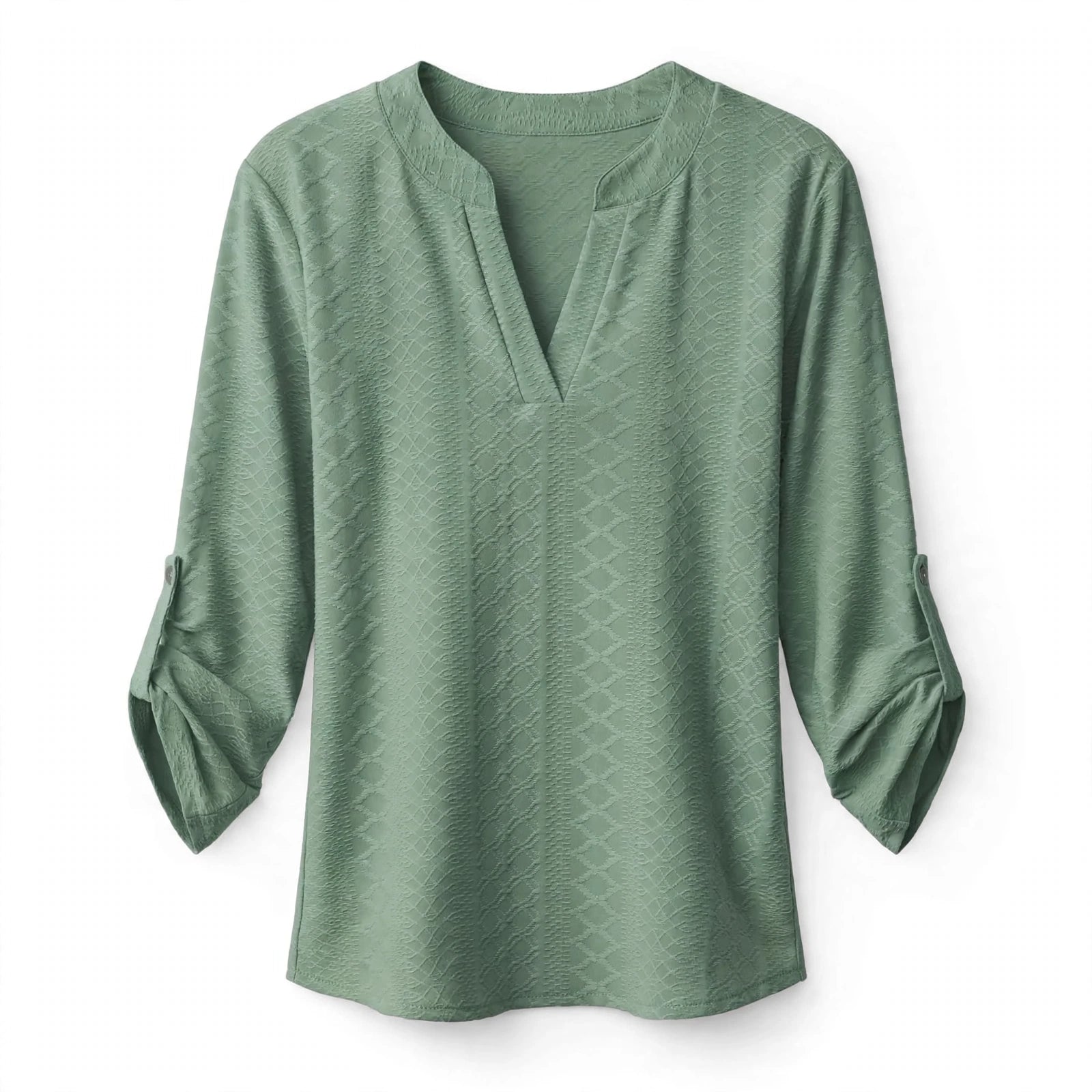 Mackenzie Doherty | V-Neck Blouse With Roll-Tab Sleeves For Women