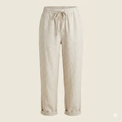 Matteo Ricci | Relaxed Linen Drawstring Trousers with Tapered Fit For Women