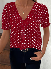 Bridget Fenwick | Color Block Blouse With Bubble Sleeves