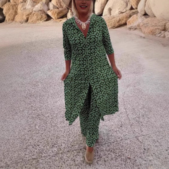 Rosalba Morholt | Printed Tunic & Wide-Leg Trousers Set For Women